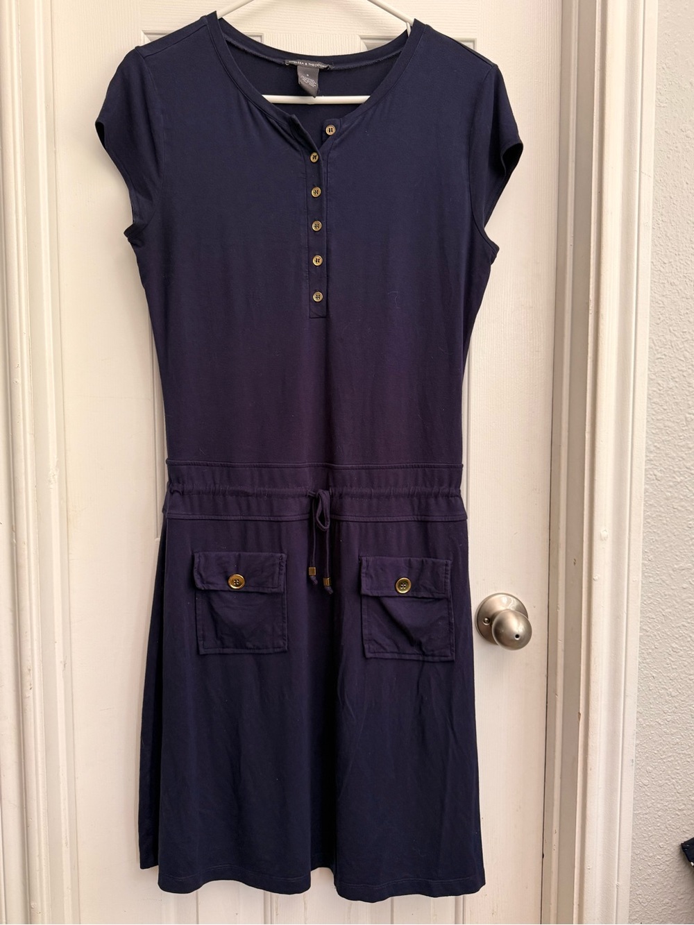 Chelsea & Theodore Navy Stretch Rayon Top